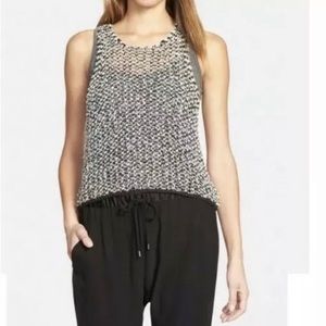 EILEEN FISHER Open Weave Blk/White Sweater Size XL